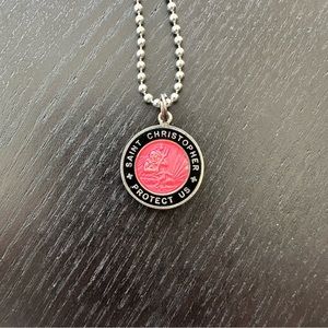 SAINT CHRISTOPHER | St Christopher protect us surf charm necklace